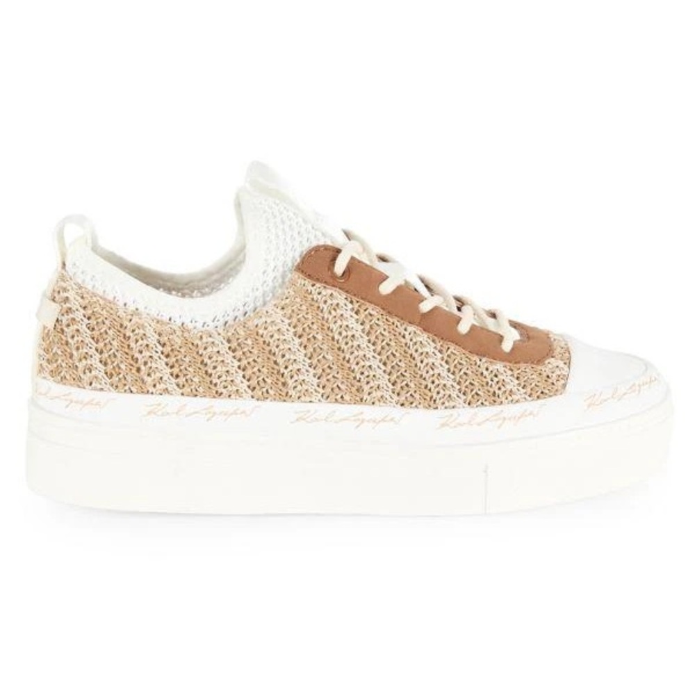 Karl Lagerfeld Cona Stretch Woven Casual Sneakers Natural Cream Size 6 NIB